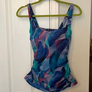 Athleta blue/multi tankini top